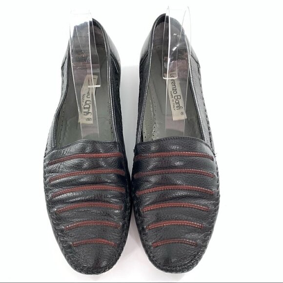 Lorenzo Banfi mens loafers size 9 black Italian leather vintage 80s 90s main image 9